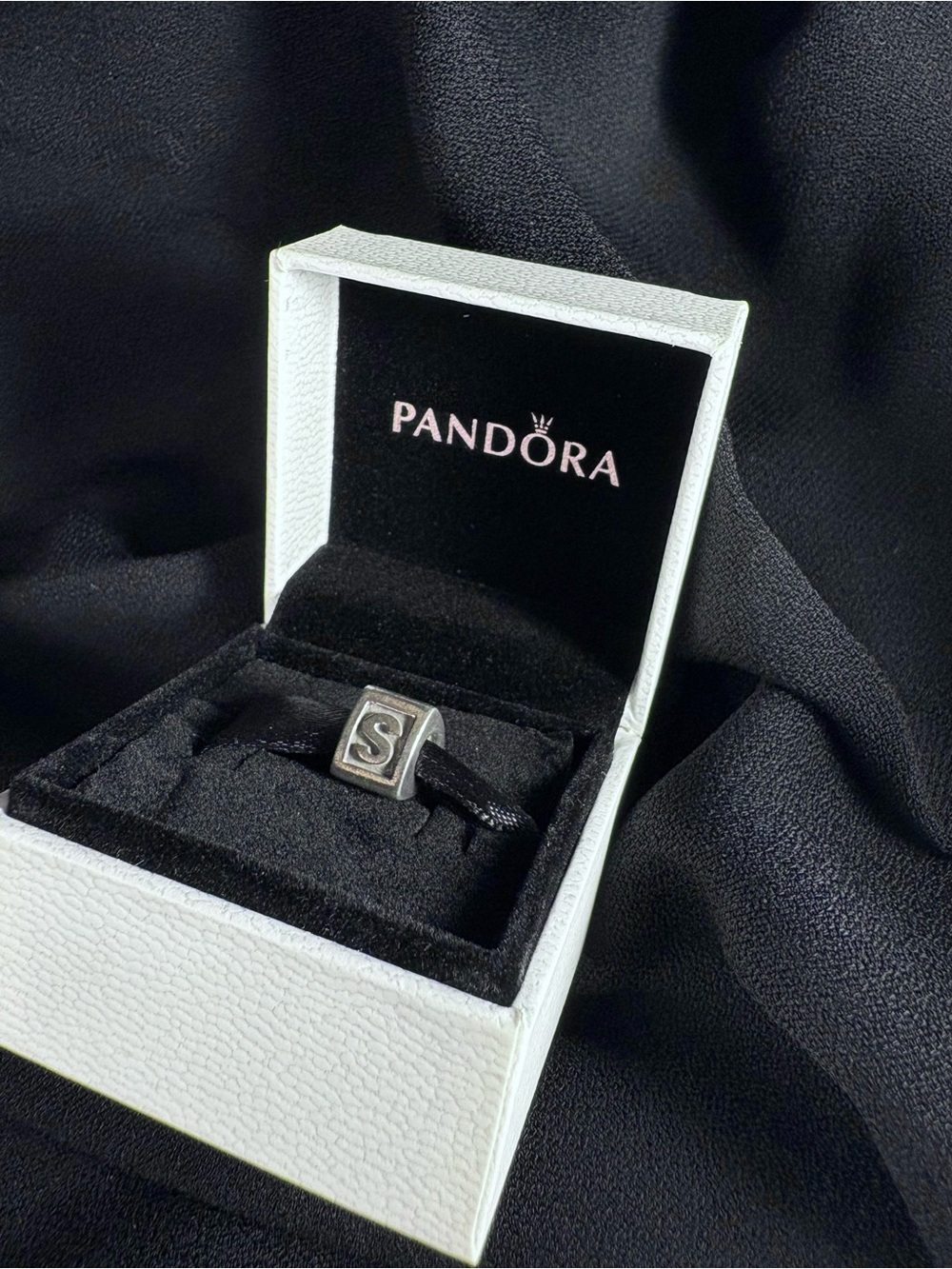 RARE Retired Pandora Letter S Alphabet Bead Block Charm - Three-Sided Vintage